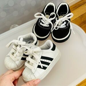 Adidas Superstar & Vans Old Skool Toddler Sneakers - Unisex 2pc Bundle Size 4